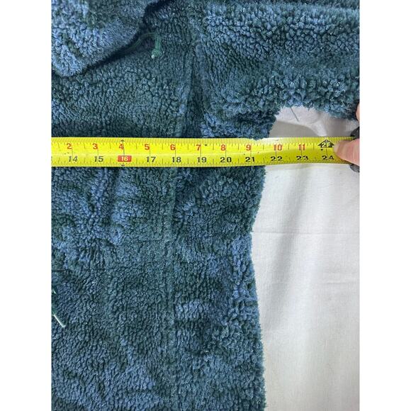 Vintage L.L. Bean Women's sz M Oak Leaf Print Green Blue Fleece Zip Up Hoodie - Picture 4 of 10